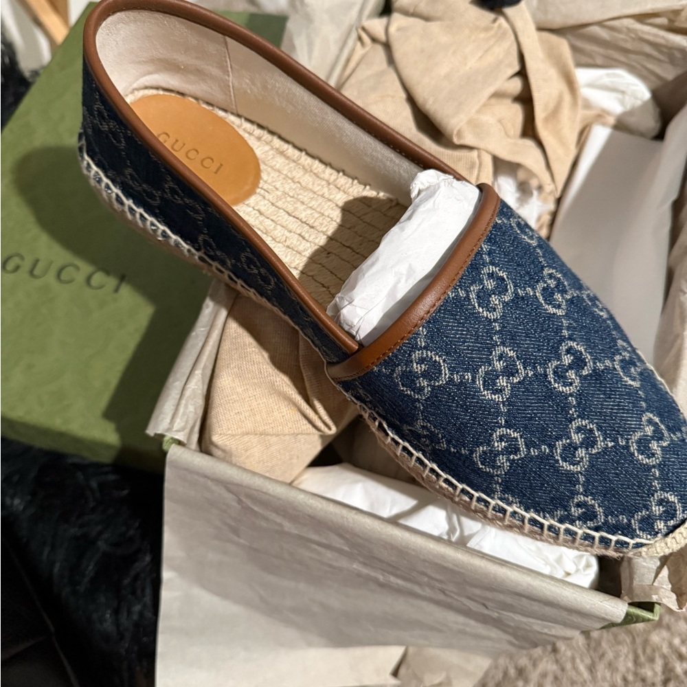 Gucci Beige and Blue Espadrilles - Picture 2 of 5